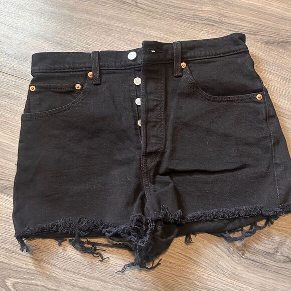 Levi's Black High Waist Denim Shorts - Picture 1 of 6